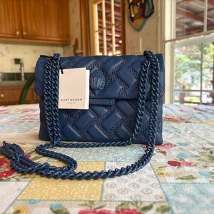 Kurt Geiger Kensington Drench Bag Navy Quilted Crossbody Bag